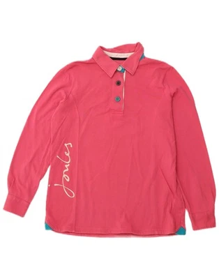 JOULES Womens Graphic Long Sleeve Rugby Polo Shirt UK 12 Medium  Pink BM06 - Image 1 of 3