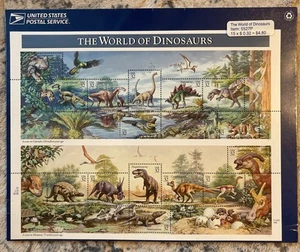 1994 World of Dinosaurs Souvenir Sheet Scott #2871-2878 Tucson AZ Unopened - Picture 1 of 2