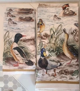 Southern Living Kitchen Towels (2) And Napkins (4) Ducks Dogs Birds Trees Lake - Picture 1 of 5