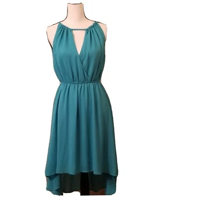Double Zero Womens Size M Green High Low Dress  Sheer  Sleeveless - Image 1 of 4