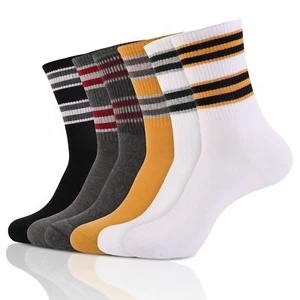 6 Pairs Colorful Striped Athletic Sports Running Retro Cotton Crew Tube Socks... - Picture 1 of 6