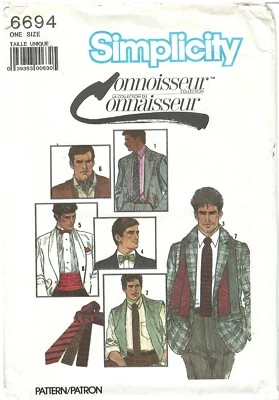 1984 Simplicity 6694 Connoisseur Men's Accessories Ties Ascot Scarf  pattern - Image 1 of 3