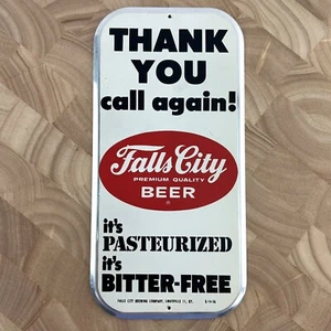 Vintage NOS Falls City Beer of Louisville metal door push deadstock sign - Bild 1 von 8