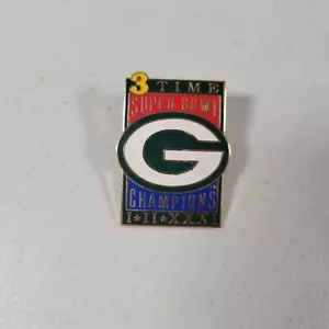 Green Bay Packers Enamel Pin 3 Time Super Bowl Champions I II XXXI Pin VTG - Picture 1 of 1