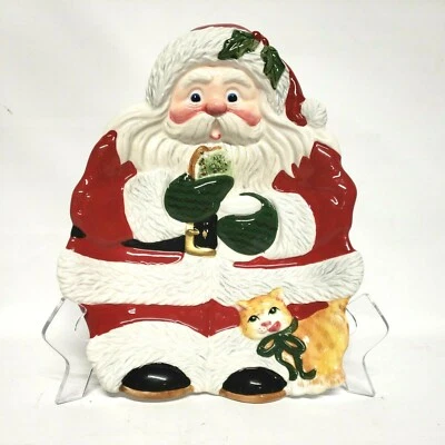 Fitz & Floyd Classics Santa Tray Christmas Kitten Cookie Canape Appetizer EUC! - Image 1 of 4