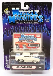 Muscle Machines 1/64 Scale 71161 00-2 - 1969 Chevrolet Camaro - White/Blue - Picture 1 of 5