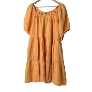 Vecchio abito blu navy a strati con maniche a sbuffo mini swing taglia XXL boho tasche convertibili - Foto 1 di 10