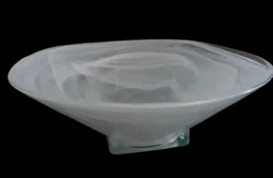 White Opalescent Glass Bowl Irregular Rim 8 1/2” 9” - Picture 1 of 8
