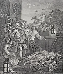 1820er/30er WILLIAM HOGARTH Gravurdruck "Cruelty in Perfection" London, England - Bild 1 von 3