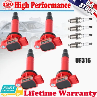 UF316 Ignition Coil & Spark Plug 4Pack For Toyota Scion XA XB 1.5L 90919-02240 - Image 1 of 4