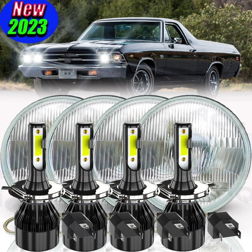 4pcs DOT 5.75"5-3/4 Round LED Headlights Hi/Lo Beam for Chevy El Camino Corvette Foto 1 de 4