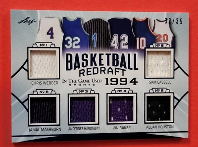 TARJETA JERSEY JAMAL MASHBURN #d32/35 1 DE 1?? Chris Webber PENNY HARDAWAY HOUSTON Foto 1 de 3