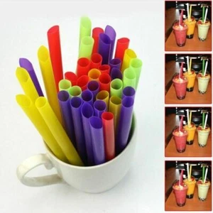 100 Large Straws Mix Colors for Bubble Tea Milkshake Smoothie Drink - Picture 1 of 5
