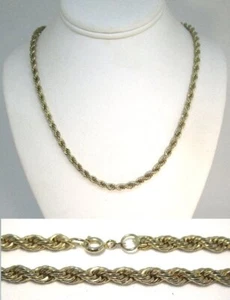 Cadena/collar de eslabones de cuerda relleno de oro 14K 34,6 gramos 23 3/4” de largo 1/4” de ancho - Imagen 1 de 3