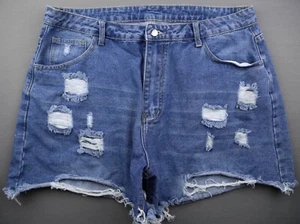 Women's Shein Cut Off Distressed Jean Shorts High Rise 5 Pocket Size 2XL (37x4) - Picture 1 of 4