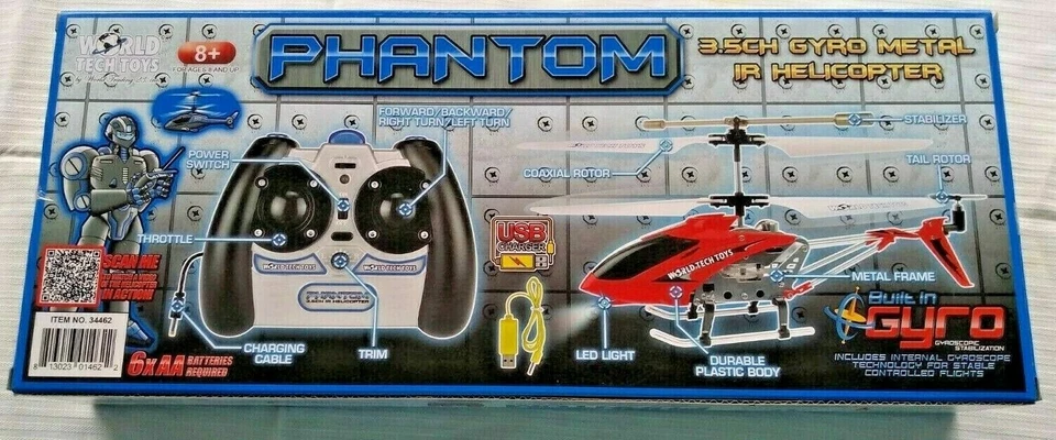 World Tech Toys Phantom 3.5 Gyro Metal IR Helicopter 34462 - Image 1 of 2