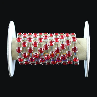 SS30,Colorized Glass Crystal Rhinestone Chain Silver Chain Wedding Sew Trim DIY - Image 1 of 4