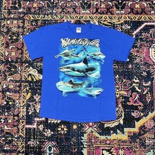 Vintage 90s Sharks Of The World T-Shirt Size Large Longboat Key Florida