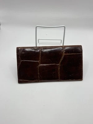 Cartera triple de cuero con estampado de cocodrilo Paola Del Lungo  Foto 1 de 4