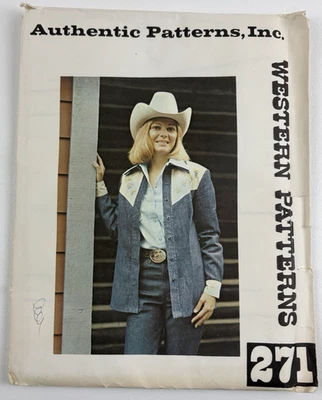 Misses' Western Shirt Jacket Authentic Sewing Patterns # 271 Size 8 UC FF VTG - Image 1 of 4
