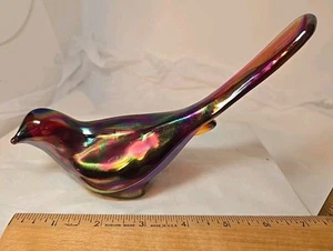 Vtg Fenton Carnival Art Glass Bird Of Happiness Iridescent Figurine Handmade Lab - Picture 1 of 9