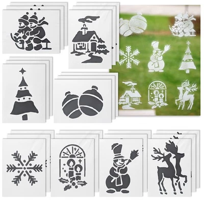 COM-FOUR 24x Weihnachts-Schablonen für Schneespray – Papier-Schablone