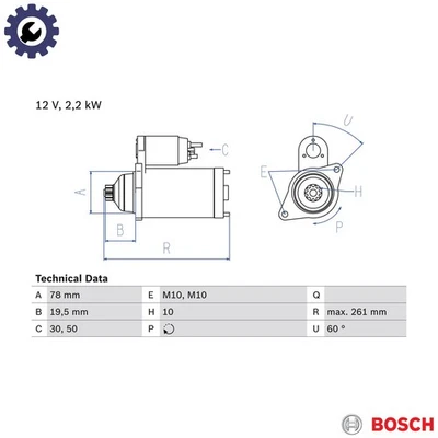 STARTER 0 986 023 220 FOR HYUNDAI GRAND/H-1/STAREX/Travel/II/?? SATELLITE/Bus - Image 1 of 4