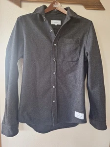 Anian Herren Anthrazit Grau Wolle Langarm Button Down Hemd Shacket Größe M - Bild 1 von 7