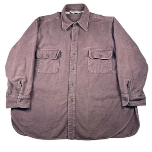 Vintage 70s Woolrich DISTRESSED Brown Flannel Button Up Shirt Sz XXL Made In USA - Picture 1 of 7