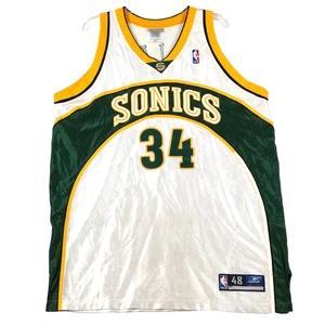 Vintage Seattle Sonics Ray Allen Jersey Mens 48 White Stitched Reebok - Picture 1 of 11