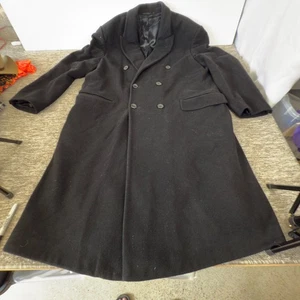 Abrigo largo negro vintage Hammersley lana cachemir pecho 46" hecho en Inglaterra - Imagen 1 de 18