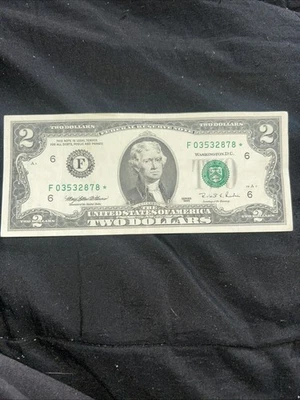 1995  US.  $2 Dollar Star Note - Green Seal - Lightly Circulated F 03532878* !! - Image 1 of 4