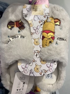 Disney Winnie The Pooh Fluffy Slippers Sizes UK 3-8 - Picture 1 of 2