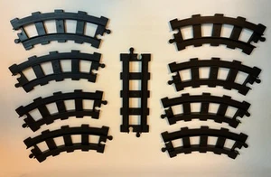 LEGO DUPLO Train Track Lot Of 9 Black Pieces 8 Curved 1 Straight - Picture 1 of 3