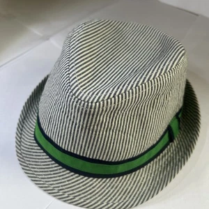 The Children’s Place Fedora Striped Hat Navy/green Preppy Church China Size 7-8 - Picture 1 of 4
