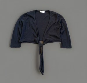 Shaina Mote Top Black Wrap Blouse Cropped Minimal Linen/Cotton Sz S - Picture 1 of 7