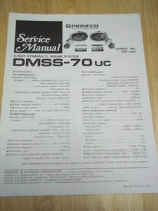 Pioneer Service Manual~DMSS-70 Sound System~Original~Repair - Picture 1 of 1