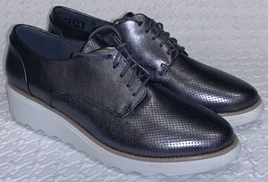 CLARKS Sharon Crystal Dark Pewter Metallic Oxford Comfort Shoes NEW Womens 8.5 - Picture 1 of 9