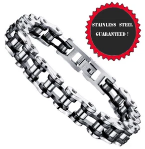 Motorrad Edelstahl Fahrrad Silber Schwarz Armband 12mm 9'' Zoll 7,5 Zoll - Bild 1 von 3