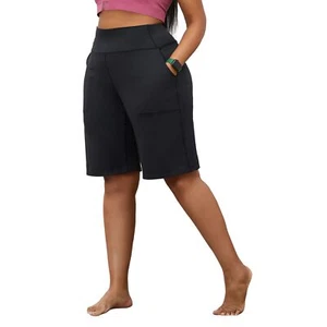Plus Size Women's Bermuda Yoga Shorts - Workout Running Athletic Bike Gym Sho... - Picture 1 of 6