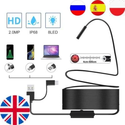 Cámara endoscópica USB semirrígida de 2,0 MP IP67 cámara de alcantarillado impermeable con 8 LED fo Foto 1 de 4