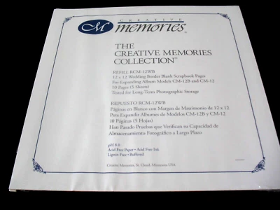 NEW Creative Memories 12X12  WEDDING BORDER White Scrapbook 5 SHEETS 10 Pages - Image 1 of 2