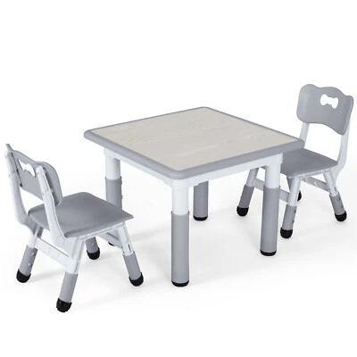 3pcs children's seating group grey children's table with 2 chairs children's table height adjustable - Image 1 of 4
