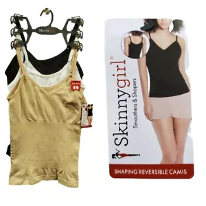 3 Pk Skinny Girl REVERSIBLE Tummy Control Shaper Spaghetti Straps Camis Tank Top - Picture 1 of 7