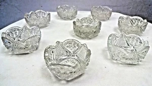 Vintage Crystal Candy Dish Nut Bowl Set 8 Press Glass Compact Clear Glass Genuin - Picture 1 of 9