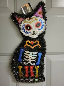 Oropel halloween día de muertos gato negro 15" h decoración pared nuevo con etiquetas - Imagen 1 de 7