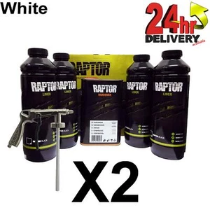 U-Pol Raptor weiß 8 Flaschen Set robuste Urethenbeschichtung Liner Schutz + Pistole - Bild 1 von 1