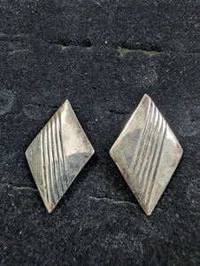 Sterling Silver Rectangle  Earring Post 925 1-1/2" by 1" lightweight 4 gm - Picture 1 of 2