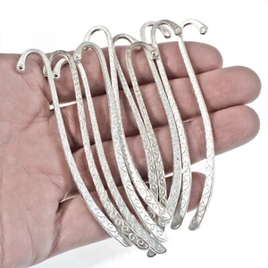 10 segnalibri stile tibetano argento vortice metallo, piccoli 3/8" vuoti a forma di gancio - Foto 1 di 3