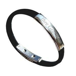 Edelstahl Kautschuk Armreif Armkette Armband mit Gravurplatte + Gravur Geschenk - Bild 1 von 5
